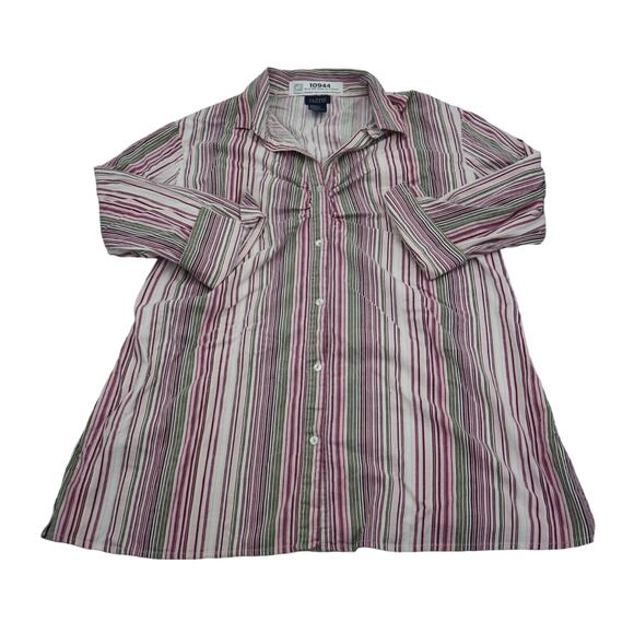 Jazzie Shirt Women 2X Pink Long Sleeve Button Up Casual Striped Plus Size - Picture 1 of 16
